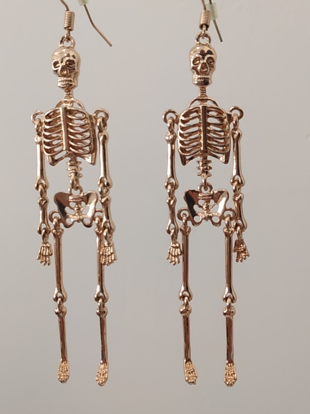 Gold Tone Skeleton Dangle Earrings Fashion Articulated Gothic Halloween Spooky